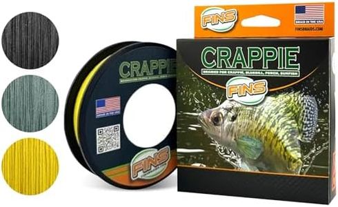FINS Crappie Braid - Ultra-Strong, Thin Diameter Braided Fishing Line Reels for Crappie, Perch & Sunfish - 8 lb - 2000 Yds - Yellow