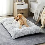 BFPETHOME Dog Beds for Large Dogs, Plush Dog Crate Bed Fluffy Cozy Kennel Pad for Sleeping &Ease Anxiety, Washable Dog Mats with Anti-Slip Bottom for Large Medium Dogs (36(35 x 23 inch), Grey)