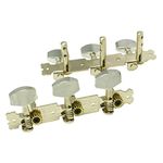 3-on-Plate Classic Acoustic Guitar Tuners Set, Metal knobs Nickel (3x3)