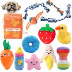 Toozey Puppy Toys for Teething Small Dogs, 12 Pack Cute Small Dog Toys, Stuffed Plush Squeaky Dog Toys Small Dogs, 100% Natural Cotton Ropes Puppy Chew Toys, Non-Toxic and Safe