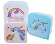 Puckator Enchanted Rainbows Unicorn Set of 3 Lunch Box Snack Storage S/M/L - - Lunchbox with Multi Compartments - Small Food Containers - Lunchbox for Adults and Kids - Girls Boys Lunchbox