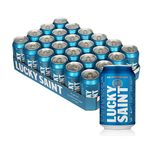 LUCKY SAINT Alcohol Free Beer - Case of 24 x 330ml, 0.5% Cans | Vegan, 53 Calories per Lager | 4 Natural Ingredients: Pilsner Malt, Hallertau Hops, Water & Yeast | Non Alcoholic Gifts