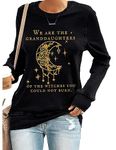 MOGUI Womens We Are The Granddaughters Of The Witches Long Sleeve Sweatshirt Funny Halloween Shirt Gifts, Black, Small