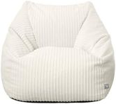 rucomfy Beanbags Adults Large Snuggle Chair - Large Corduroy Armchair for Home Furniture - Living Room or Bedroom Seating - Machine Washable - 80 x 95 x 88cm (Ivory, Beanbag Only)