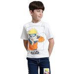 Kidsville Naruto Printed Regular Fit White Cotton Boy's T-Shirt