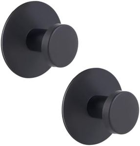 2 Pack Bathroom Wall Towel Hooks - Super Strong Stainless Steel, Supports up to 12LB, Wall Coat Hooks for Kitchen, Adhesive Door Holder Hanger Shower Accessories, Matte Black Heavy Duty