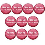 AVI Pin Badges with Am a Volunteer Red Colour Design 58mm Pack of 10 C10R8000937