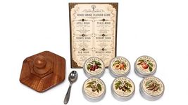 GENIUS GROOVE Premium Walnut Wood Cocktail Smoker Kit with Double Filter – Whiskey & Bourbon Smoke Infuser Set with 6 Wood Chip Flavors for Old Fashioned, Drinks & BBQ – Includes Spoon & Flavor Guide