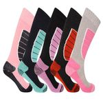 5 Pairs Ladies High Performance Thermal Ski Socks - Multicoloured - Ladies UK Size 4-6 - (EU 37-39) - (Colour Pack 2)