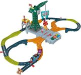 Thomas & Friends Motorized Train Set, Talking Cranky Delivery Set, Battery Powered Toy Train & Crane with Songs & Sounds, UK English Version