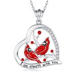 925 Sterling Silver Two Cardinal Necklace Red Bird Pendant I am Always With You Memorial jewelry Gifts for Women