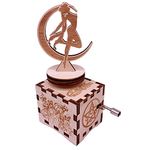 Sailor Moon Carved Wood Music Box Hand Crank Musical Box with Rotating Top for Christmas,Birthday,Valentine's Day,Play Moonlight Densetsu