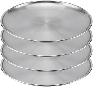 YIXNSW 4 bandejas para pizza de acero inoxidable, redondas, 26 cm, forma de pizza, acero inoxidable, para hornear en el horno, adecuada para camping, eventos al aire libre, picnics, reuniones