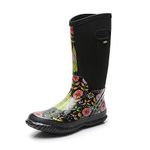 WTW Women's Neoprene Natural Rubber Rain Boots Snow Boots Winter Warm Waterproof Insulated Barn Rain Boots for Ladies (Floret, numeric_11)