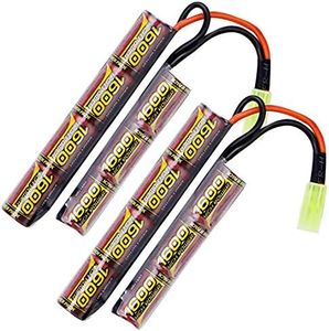 melasta 8,4V 1600mAh Airsoft Batterie NiMH Batterie avec Mini Connecteur Tamiya pour Airsoft M4, G36C, M4A1-RIS, M4A1, CAR15 MP5A5, MC51 Airsoft Gun, Pistolet Airsoft Rifle, Nunchuck Batterie, 2PCS