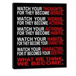 Pyradecor Watch Your Thoughts Motivational Classroom Poster Modern Canvas Prints Wall Art Paintings Ready to Hang for Office Living Room Home Decorations Stretched and Framed Giclee Pictures Artwork