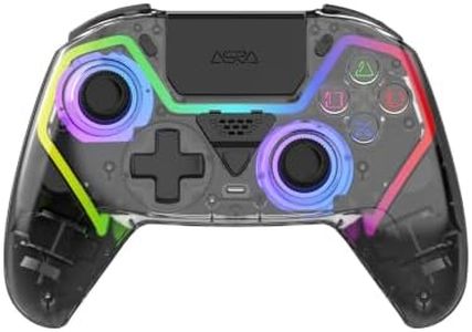 ASRVA Wireless Controller for PS5/PS5 Pro/PC, Hall Effect Joysticks & Triggers (No Drift), 2 Back Buttons, RGB, Translucent Design, Dual-Mode, Compatible with iOS/Android