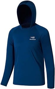 BASSDASH Youth UPF50+ Performance T Shirt with Hood Long Sleeve Fishing Hiking Sun Shirt FS03Y Dark Blue