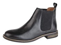 Ladies Womens Leather Slip On Twin Gusset Smart Chelsea Ankle Boots Shoes Size - Black - UK 9