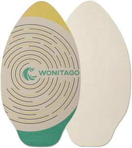 LINGVUM Skimboard with EVA Grip Pad and High Gloss Clear Coat, Wooden Skim Boards for Kids Young and Adults, 35 in, Yellow&Green