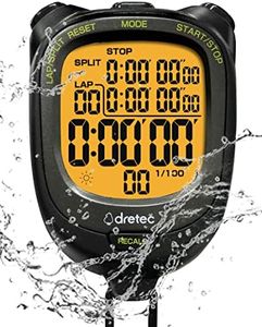 dretec Digital Stopwatch Timer Waterproof Backlight Alarm Calender for Swimming Running Training Kids Coaches Black