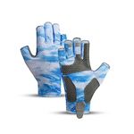 SUJAYU Fishing Gloves Men & Women, Sailing Gloves Kayak Gloves Paddling Gloves Rowing Gloves, UV Gloves Sun Gloves Sun Protection Gloves Fly Fishing Accessories (Light Blue, Large)