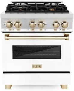 ZLINE Autograph 30" Legacy Dual Fuel Range w/ 4 Burners & White & Gold Accents (RAZ-WM-30-G)