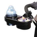 JMGO Stroller Snack Tray Universal 2 in 1 Clip On Removable Insulated Adjustable Stroller Cup Holder for Baby and Child Snack Drinks Non Slip