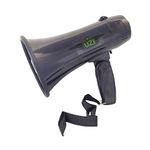 UZI UZI-MP-204R 15-Watt Megaphone with Siren, Adjustable Volume and Recording Playback, Black