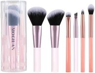 MOGILAN Travel Makeup Brush Set – Portable 6PCS Mini Cosmetic Brushes for Foundation, Concealer, Eyeshadow, Blush, Powder, Contour & Highlight, On-the-Go Makeup Brush Kit with Travel Case