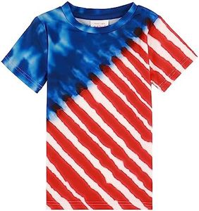 HH Family Boys 4th of July Shirt Kids Patriotic Dinosaur American Flag USA Shirts Tshirts Clothing, Rwb Td, 6