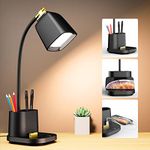 GONDSILY LED Desk Lamp with USB Charging Port Touch Control 3 Color Modes, Stepless Dimming, Home Office Desk Lamp, LED Small Desk Lamp in University Dormitory, Study Desk Lamp, Gooseneck Lamp