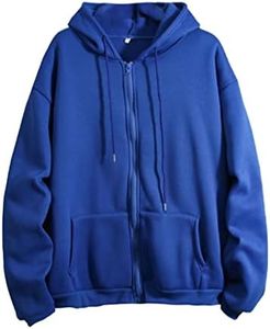 Sweat Jacket, Hooded Jacket, Oversize Sweatshirt for Women, Hoodie Tops with Zip, Elegant Cap Sleeves, Leisure Tops, Outdoor Jacket, blue, XX-Large