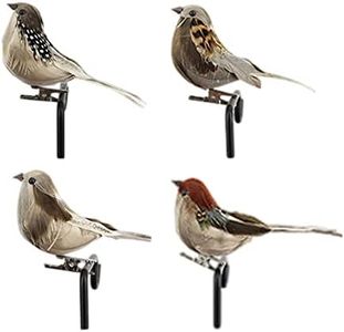 YOUDALIS 4Pezzi Uccelli Artificiali con Piume,Uccelli Artificiali di Pettirosso In Schiuma con Clip,Decorazione a Forma di Uccellino per la Casa il Giardino le Feste