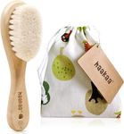 haakaa Wooden Baby Hair Brush for Newborns and Toddlers Baby Brush Natural Soft Goat Bristles Hairbrush, Ideal for Cradle Cap, Perfect Baby Registry Gift with Carry Pouch, 1PC