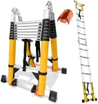 20FT Telescoping Ladder w. Stabilizer/Wheels/Cargo Hold,Adjustable Folding Extension Ladder A Frame 8+8 Foot Step Ladders for Home,Portable Aluminum Type 1A Ladder for Industrial,330lbs Capacity