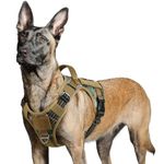 rabbitgoo Dog Harness No Pull, Military Dog Harnesses for Large Dogs with Handle & Molle, Easy Control Service Dog Vest Training Walking, Adjustable Reflective Tactical Pet Harness, Brown Camo, L