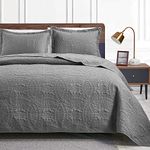 Love's cabin King Size Quilt Set Grey Bedspreads - Soft Bed Summer Quilt Lightweight Microfiber Bedspread- Modern Style Coin Pattern Coverlet for All Season - 3 Piece (1 Quilt, 2 Pillow Shams)