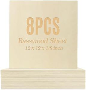 8pcs 12” x 12” x 1/8” 3mm Thickness Premium Basswood Plywood Sheets for Crafts A/A Grade Perfect for Pyrography Wood Burning, Laser Engraving, CNC Router Modeling, Fretwork, Architectural Models