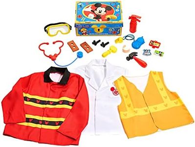Disney Junior Mickey Mouse Helping Hands Dress Up Trunk, 19 Piece Pretend Play Set with Storage, Size 4-6X, Kids Toys for Ages 3 Up, Amazon Exclusive