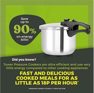 Tower 6L Pressure Cooker – Silver Stainless Steel