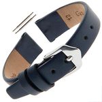 Gilden Ladies 10-14mm Classic Calfskin Fashion Color Flat Leather Watch Band F60, Navy Blue, Silver-Tone Buckle, 14mm, Standard, Classic