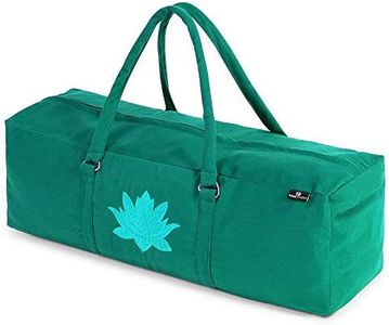 Yoga Studio Yoga Kit Bag – 71 x 23 x 18cm, Cotton Yoga Mat Bag with Storage Pockets, YKK Zip Fastening - Jade Green
