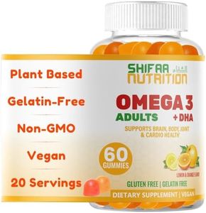 SHIFAA NUTRITION Vegan Omega 3 Gummies for Adults | No Fish Oil Burps | 60 Gummies | Plant Based w/Chia Oil, Algae | Omega 3 6 9 w/DHA, Vitamin C | for Brain, Cardiovascular & Immune Support Halal