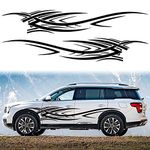 TOMALL 2Pcs 94.4'' Flame Graphics Car Body Side Stickers Flame Racing Sports Stripe Decal for Car Universal Vinyl Self-Adhesive Decal Decoration Accessories for Truck SUV Off-Road Vehicles (Black)