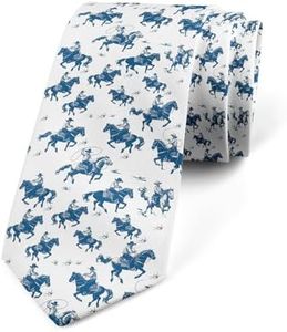 jejeloiu Horse Men's Ties Galloping Horse Slim Skinny Ties Western Decor Novelty Tie Gift For Men Rodeo Cowboy Style Business Wedding Formal Party Ties Blue White Slim Skinny Ties