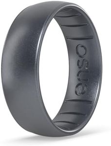 Enso Rings Classic Elements Silicone Ring – Wedding Engagement Band – 6.6mm Wide, 1.75mm Thick (Gunmetal-Colored, Size 7)