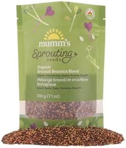 Organic Broccoli Brassica Blend (Mélange Brocoli et Cruciferes) Mumm's Sprouting & Microgreen Seeds, Large Size - 200 Grams, Non-GMO - Produced in Canada - Blend of Broccoli, Broccoli Raab, Radish, Mustard & Arugula (Un Mélange de Brocoli-rappini, radis, moutarde et roquette) - High Germination Rate - Resealable Bag