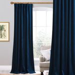 StangH Extra Wide Velvet Curtains for Living Room, Solid Navy Blue Blackout Curtains 96 inches Long for Boys Bedroom Heat & Cold Blocking Room Dividers for Bathroom, W62 x L96, 1 Panel