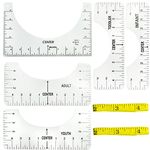 5 Pcs T-Shirt Alignment Tools with 2 * Measure Tape Tshirt Ruler Guide T-Shirt Centering Tool 5 Sizes T-Shirt Alignment Ruler Set with Clothing Size Chart